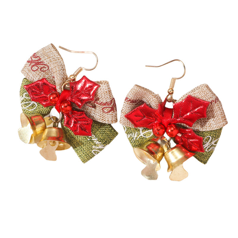 Women's Christmas Sweet Childlike Cute Creative Linen Mini Earrings