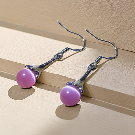 Women's Fashion Fashionable Flower White Opal Lengthened Earrings
