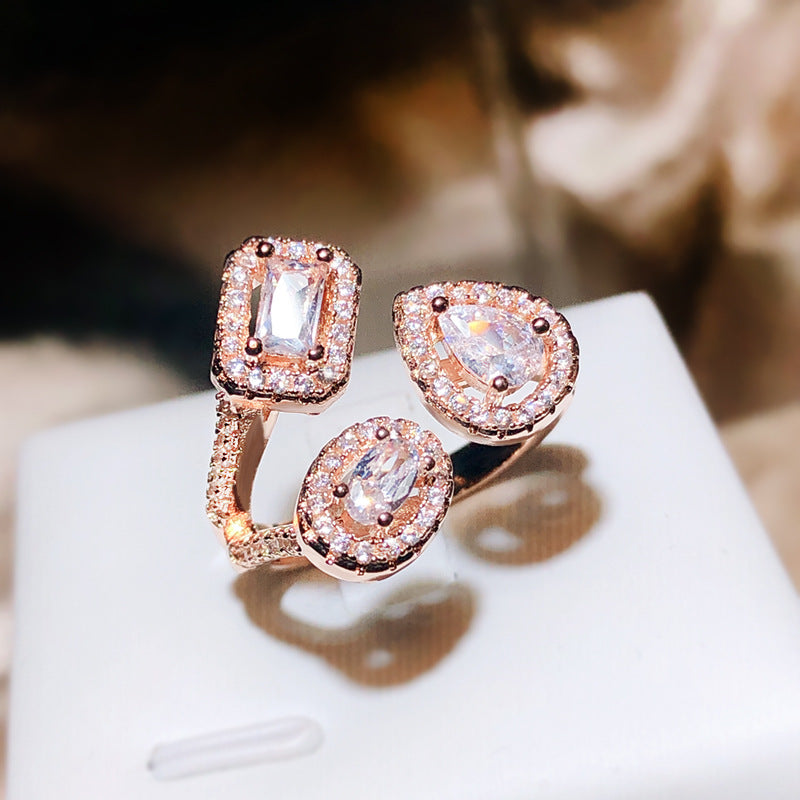 Classy Accessories Creative Design Geometric Zircon Rings