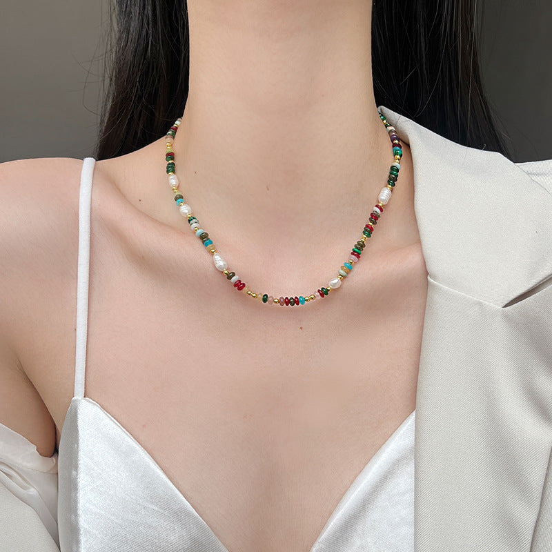 Women's Stone Colorful Pearl Glaze Dopamine Beaded Bracelets