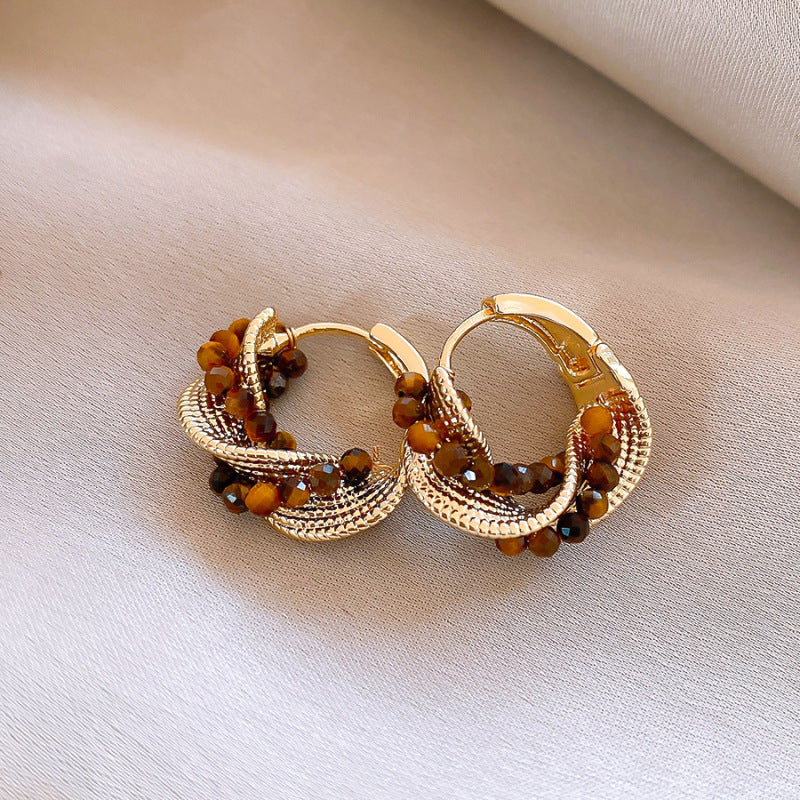 Real Gold Plating Elegance Retro Light Luxury Stud Earrings