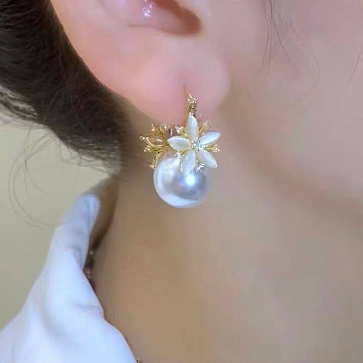 Super Fairy Elegant Graceful Flower Pearl Clip Ear Buckle