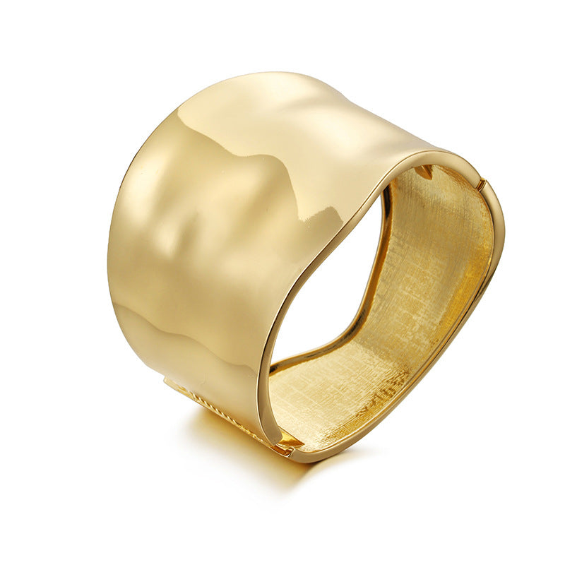 Women's Golden Wide-brimmed Glossy Electroplating Exaggerated Open-ended Bracelets
