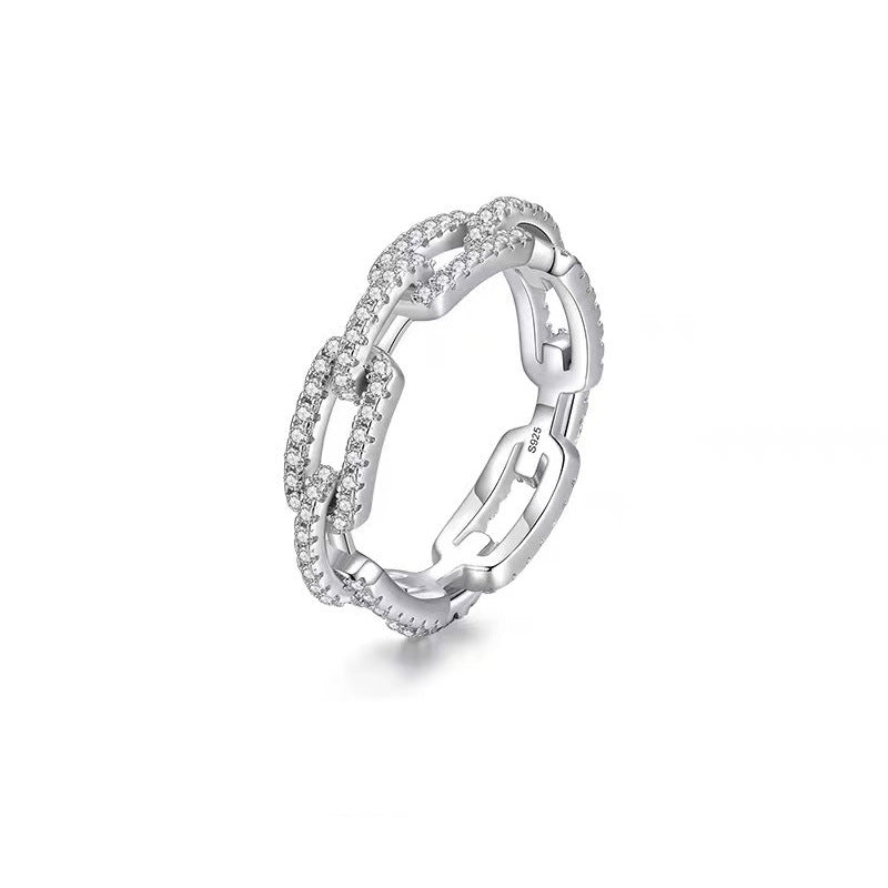 Full Diamond Chain Fashion Personality Ornament Rings