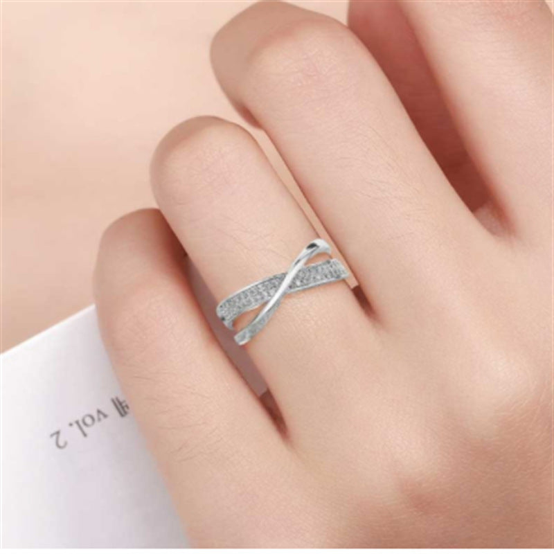 Women's Brocade Simple Personality X-shaped Two-tone Zircon Rings