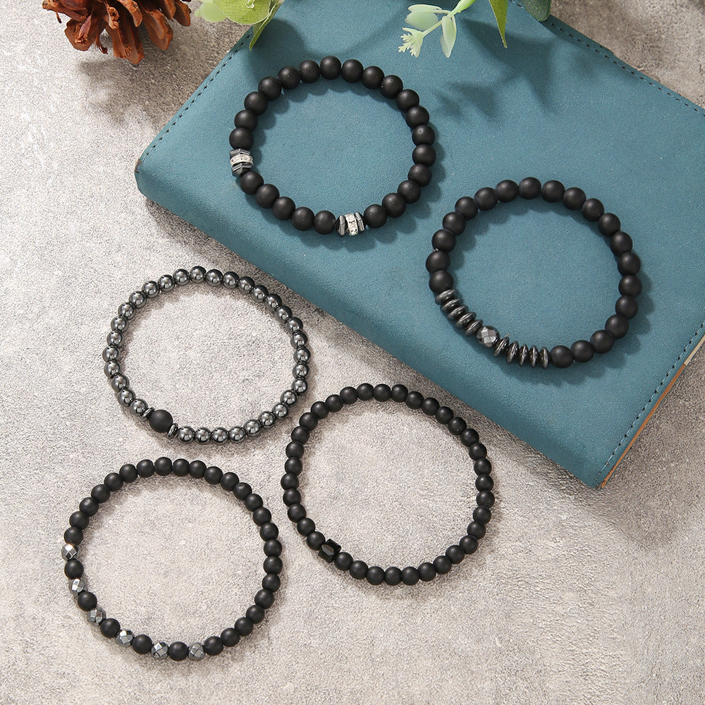 Men's Frosted Haematite Suit Hematite Beaded Bead Bracelets