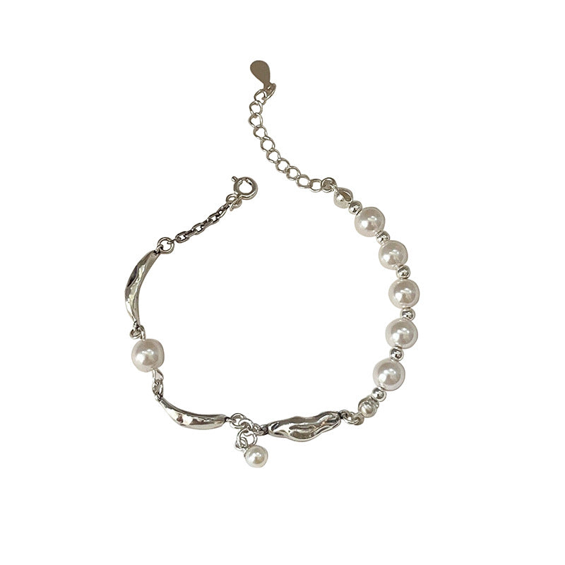 Bracelets de perles de conception de boucle féminine Sterling Pearl