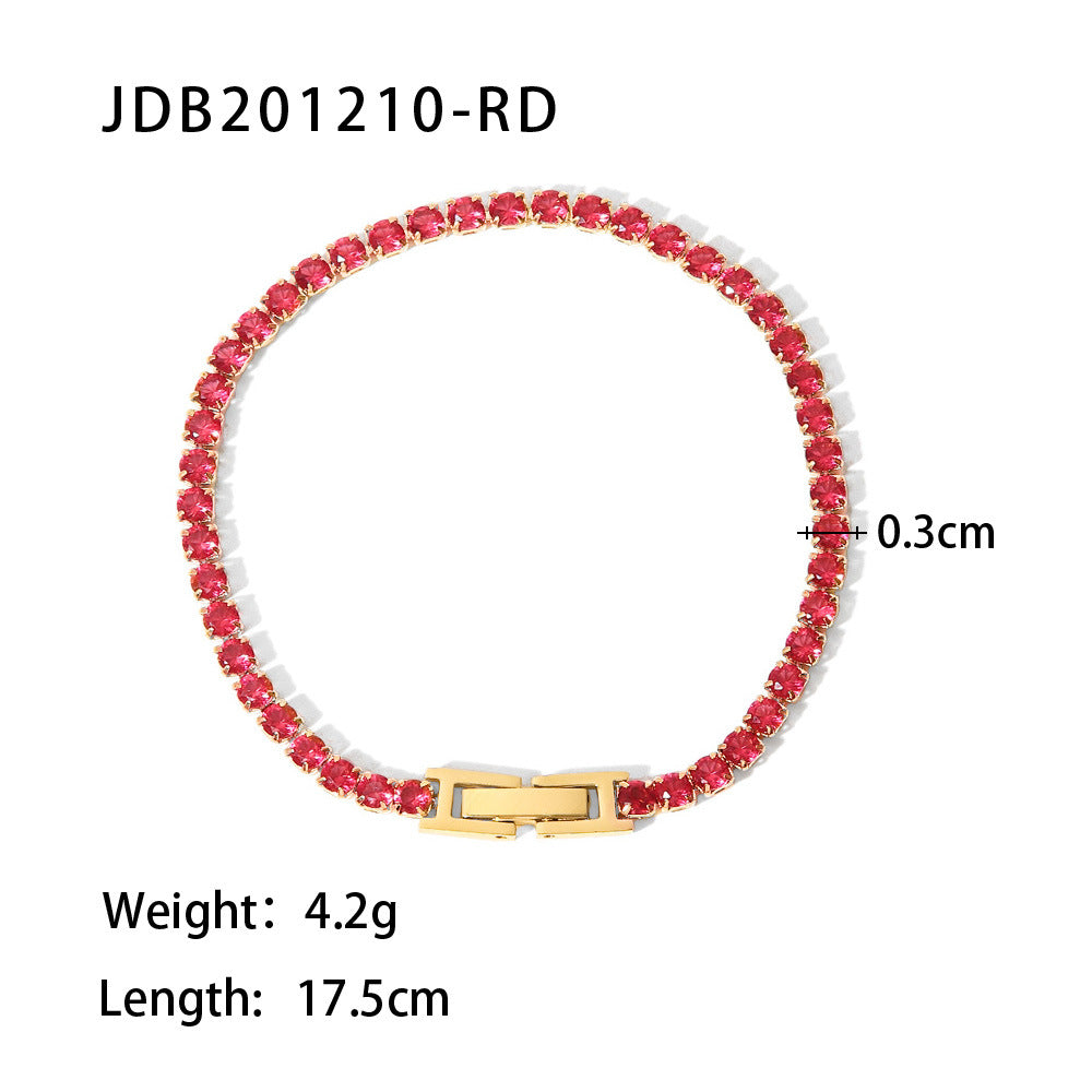 Women's Titanium Steel Gold Stainless Inlaid Zircon Bracelets