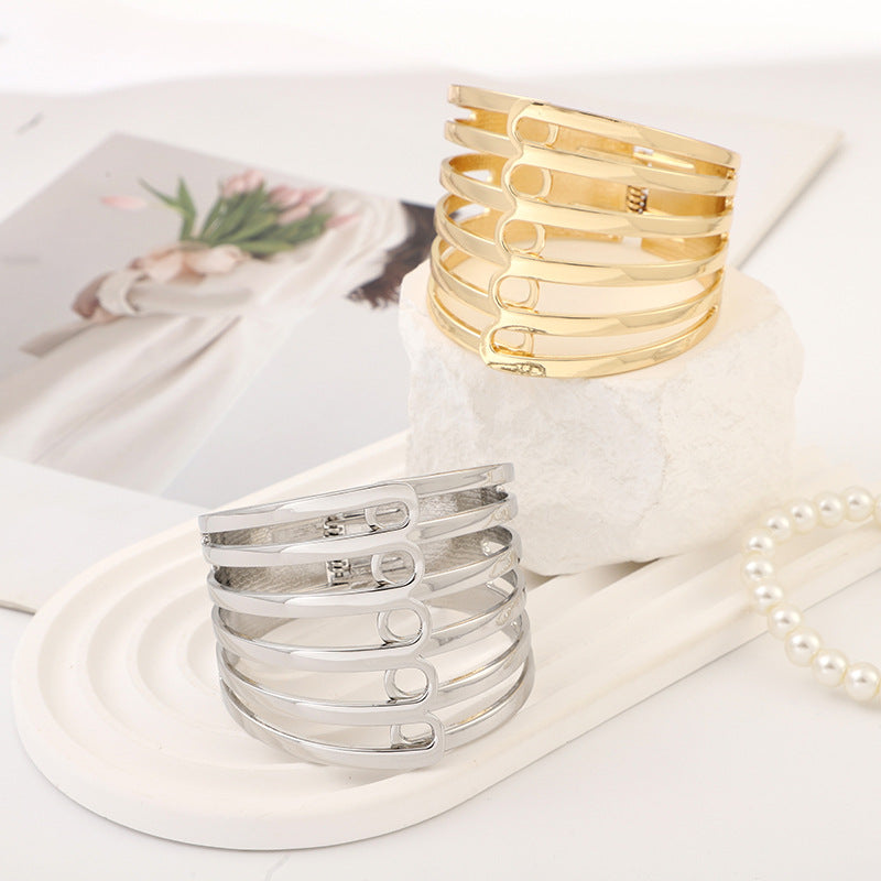 Alloy Design Fashion Wide Edge Hollow Bracelets