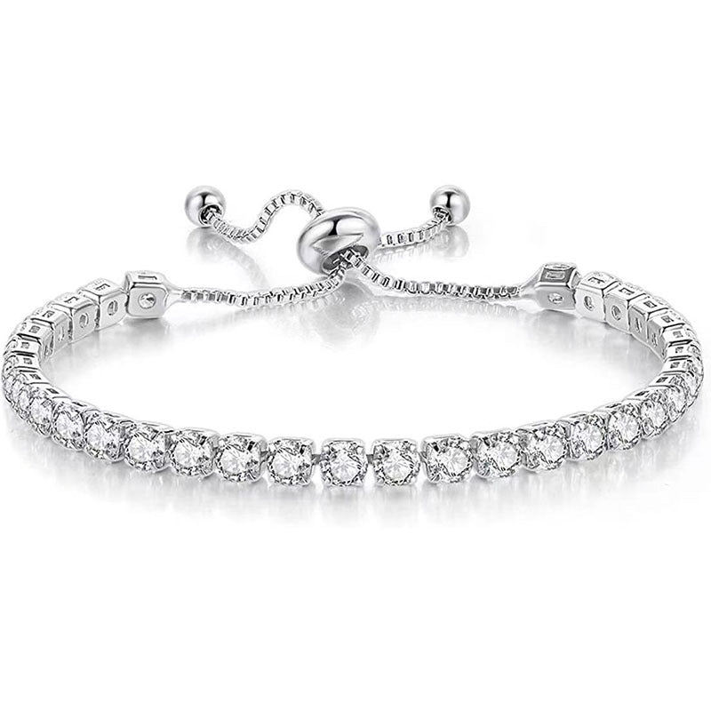 White Suit Zircon Tennis Pull Single Bracelets