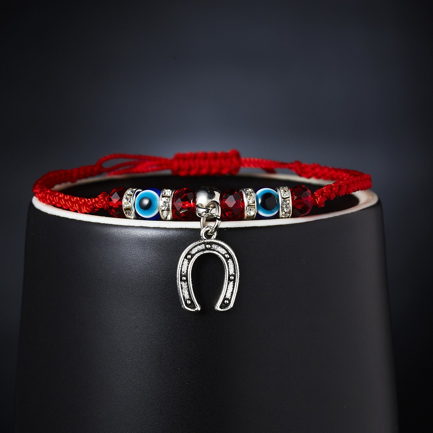 Owl Blue Eyes Evil Eye Red Rope Braid Adjustable Bracelets