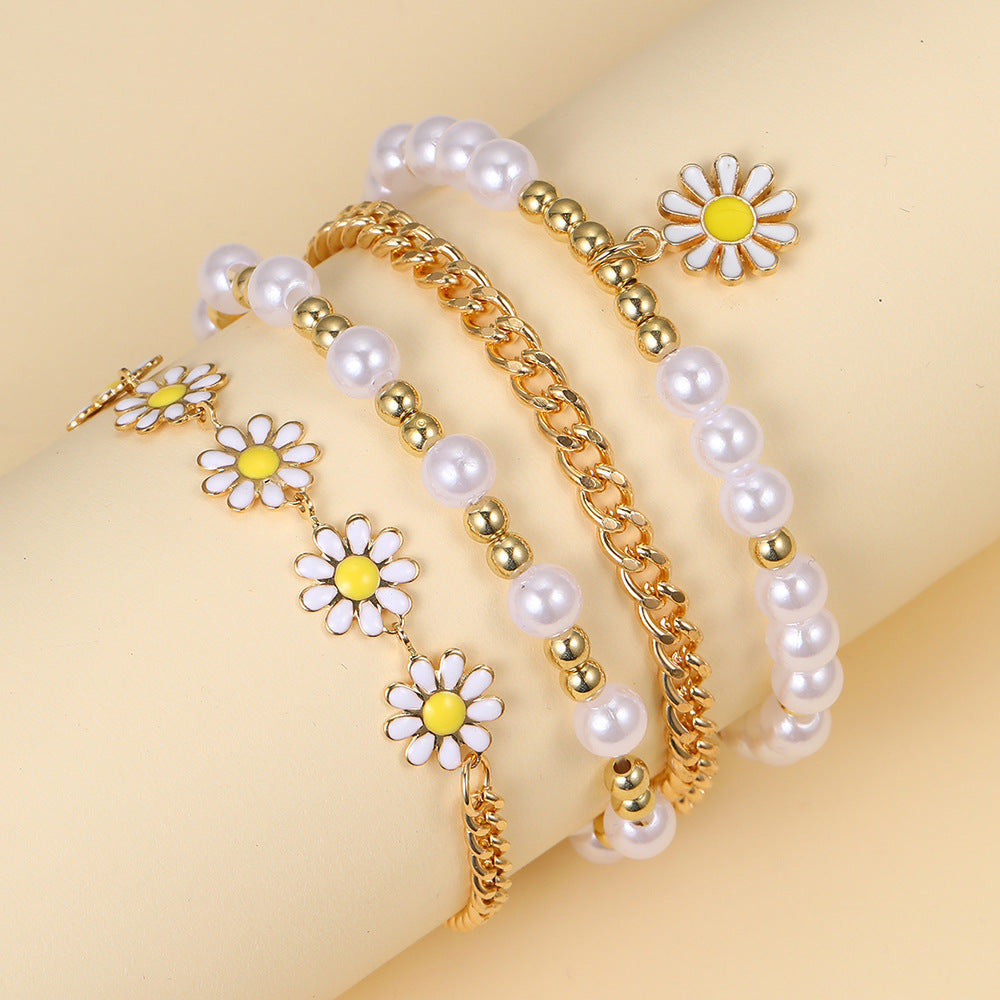 Women's Golden Beads Pearl Suit Set Creative Bracelets