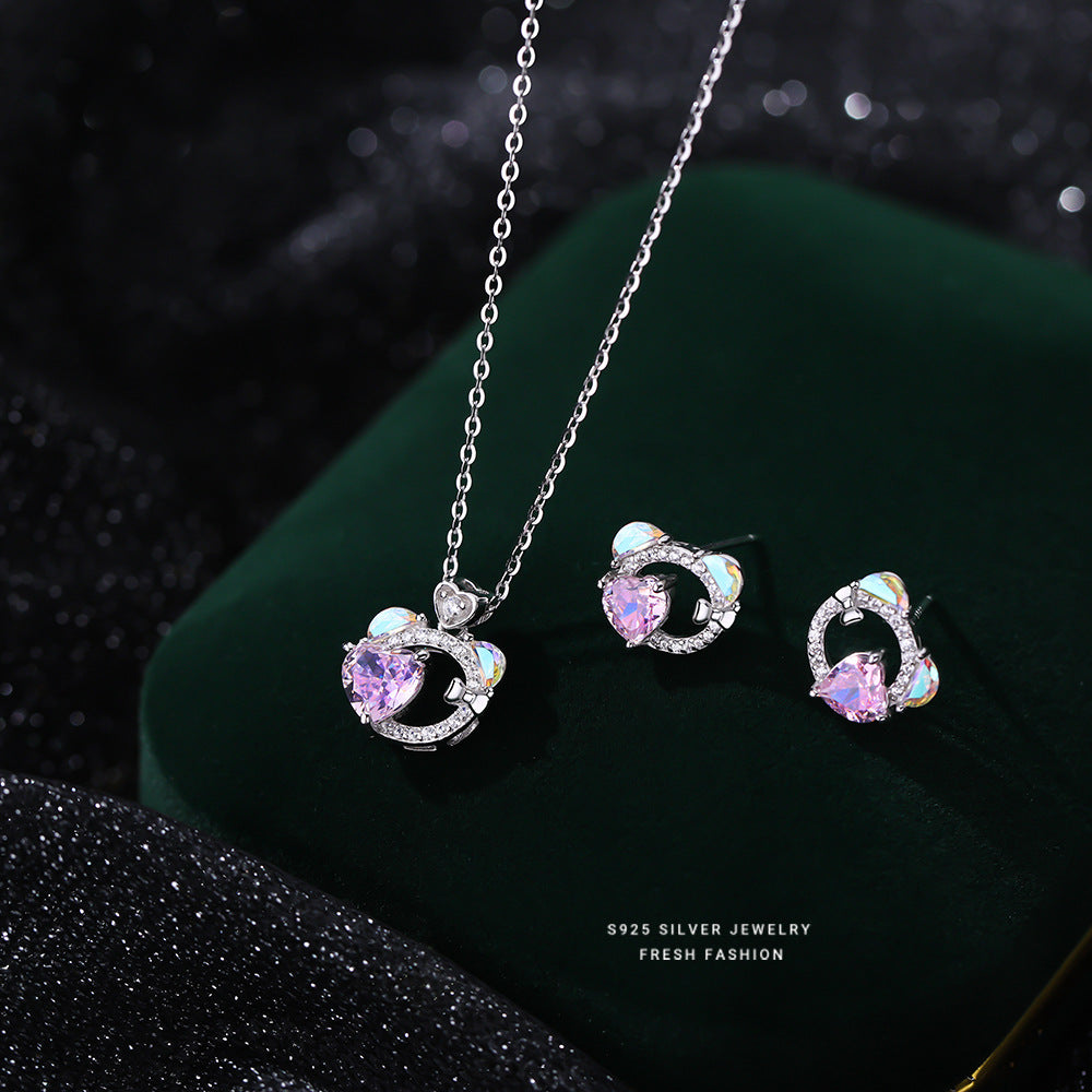 Women's Sterling Sier Colorful Zircon Advanced Design Necklaces