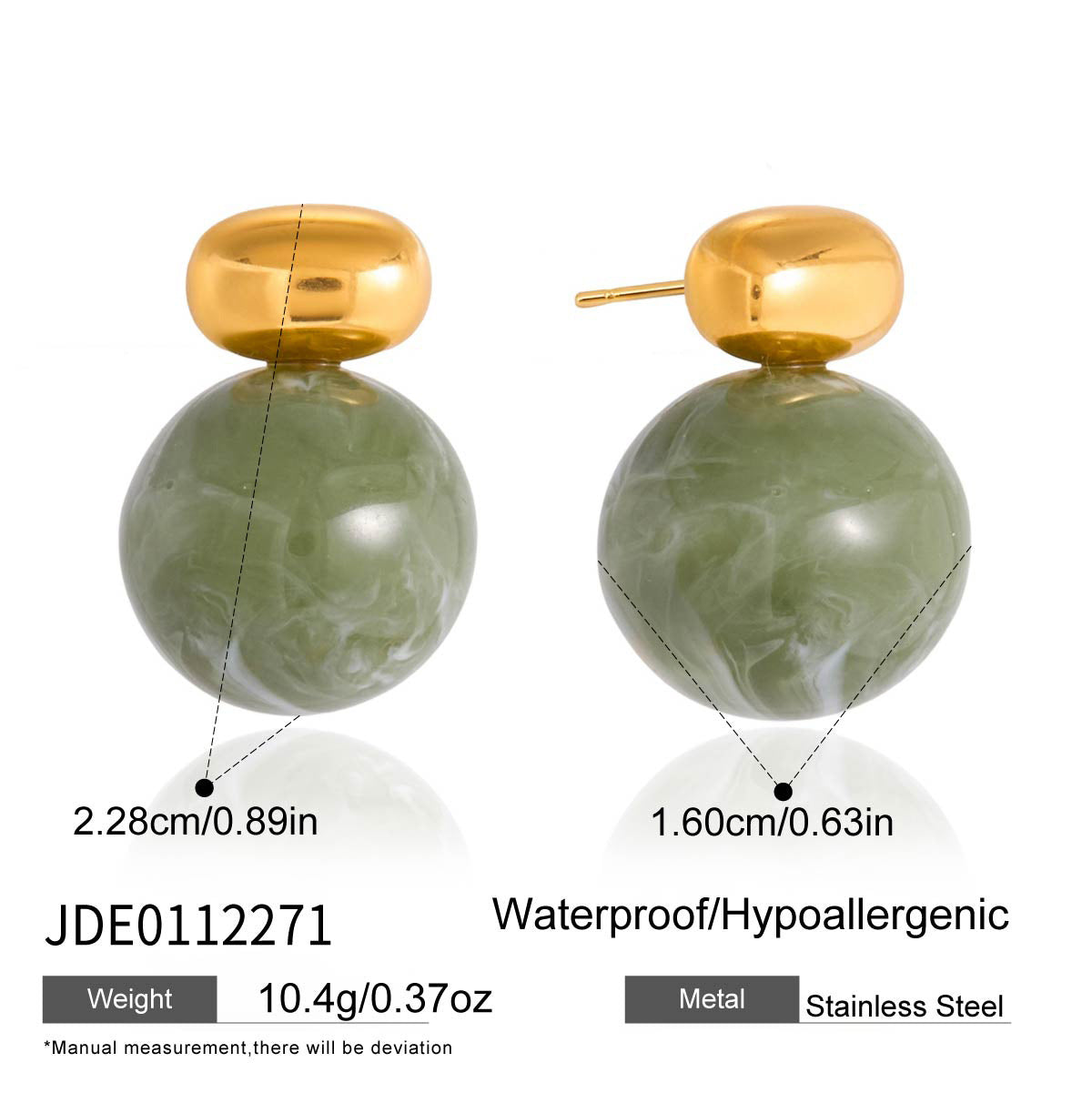 Steel Green Resin Niche High-grade Light Luxury Stud Earrings