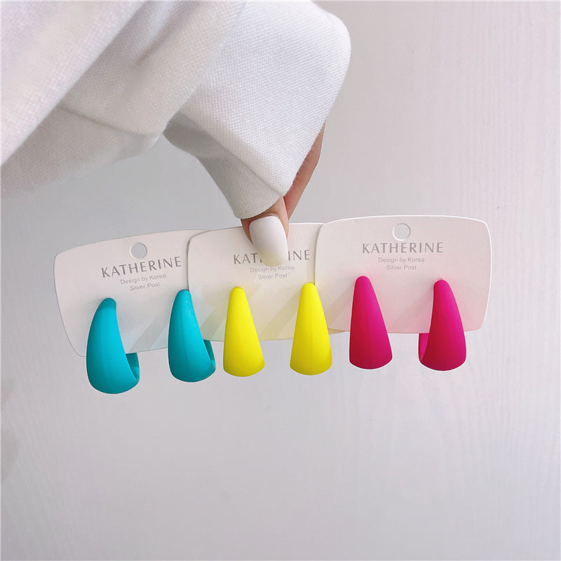 Women's Needle Temperament Pure Color Shaped Circle Earrings