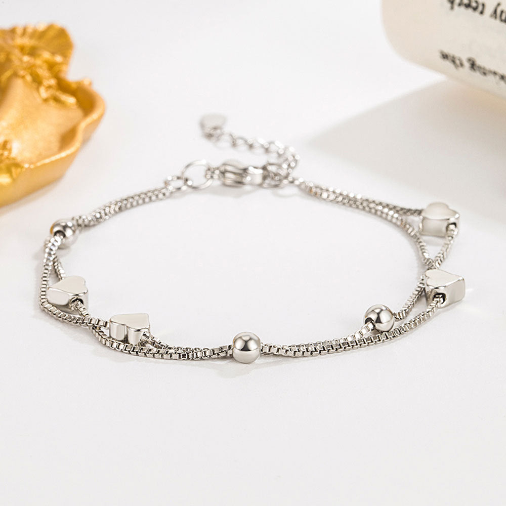 Liebevolles Herz für Damen, koreanisches, elegantes Design, runde Armbänder