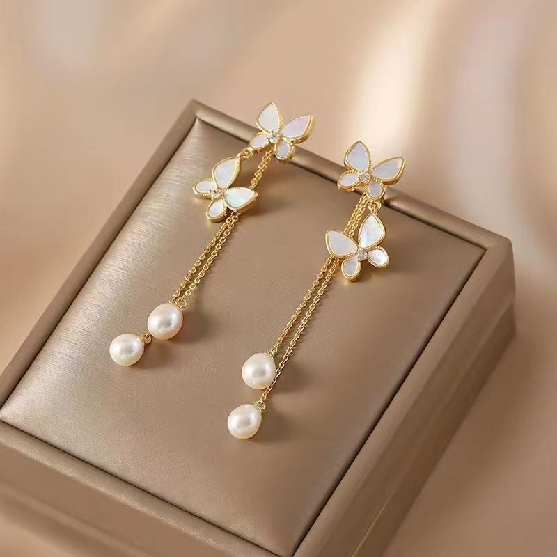 Sier Needle Butterfly Affordable Luxury Fashion Earrings