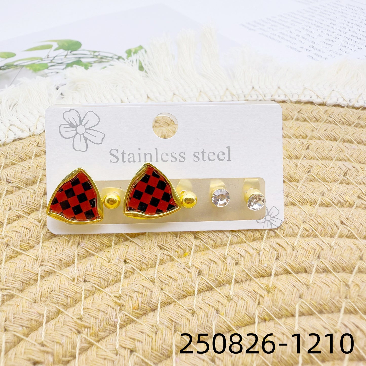 Women's Love Heart High-grade Stainless Steel Diamond Wild Trendy Golden Ear Stud Earrings