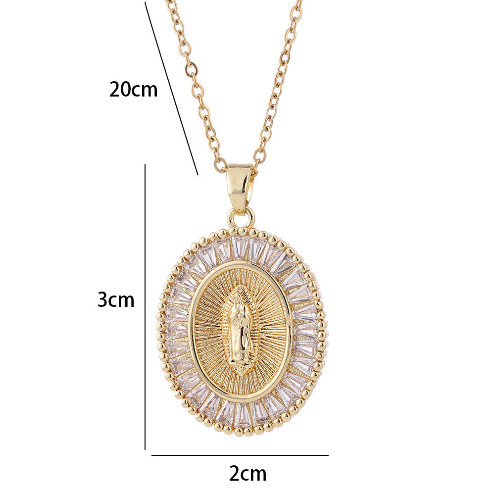 Oval Virgin Ornament Vintage Court Light Necklaces