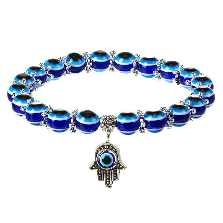 Devil Eye Fatima Palm Beaded Resin Glaze Blue Eyes Bracelets