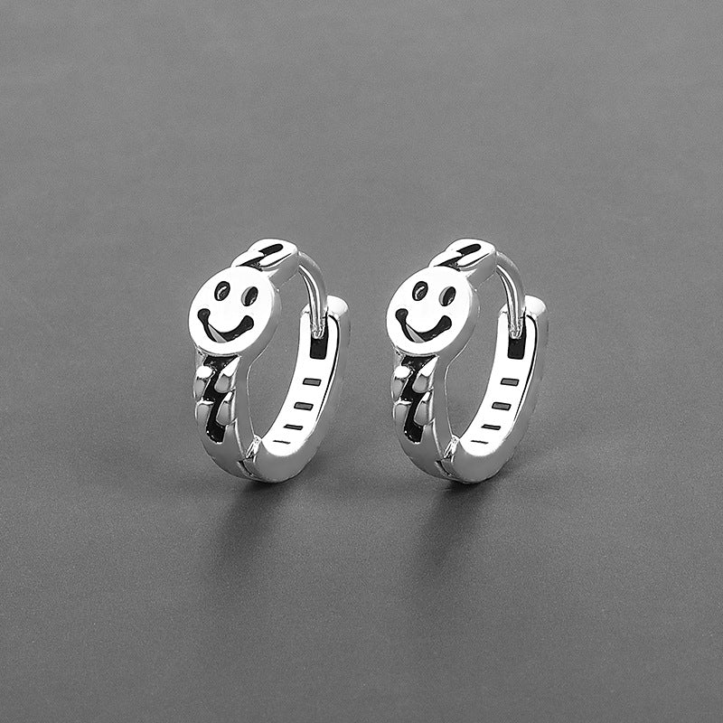 Smiley Face Eardrop Minimalistische kreative Distressed Smile Thai Ohrringe