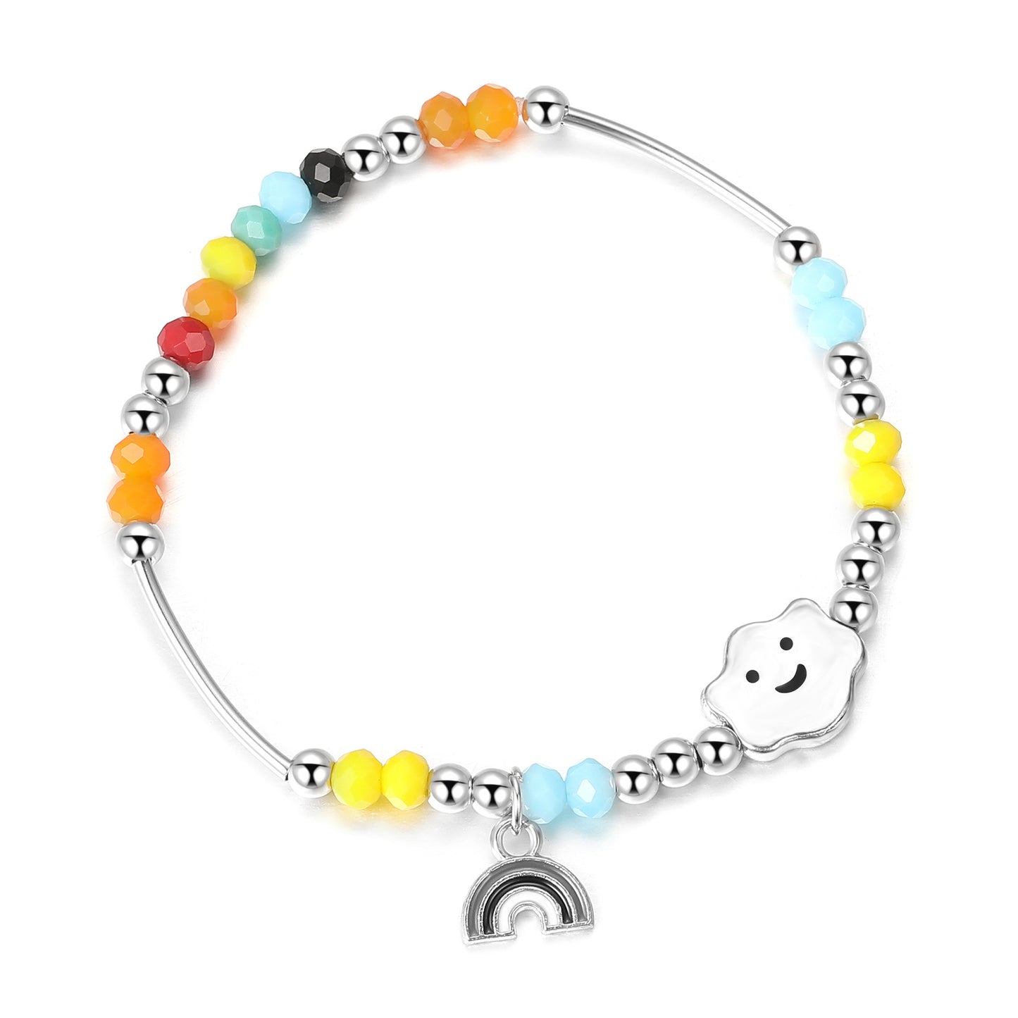 Bracelets de conception de perles de coeur d'ours souriant arc-en-ciel