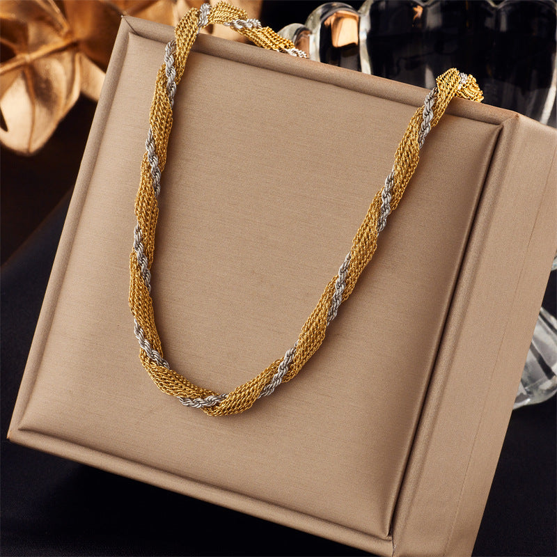 Women's Hand-woven Twist Chain Gold-plated Stainless Steel Jewelry Set