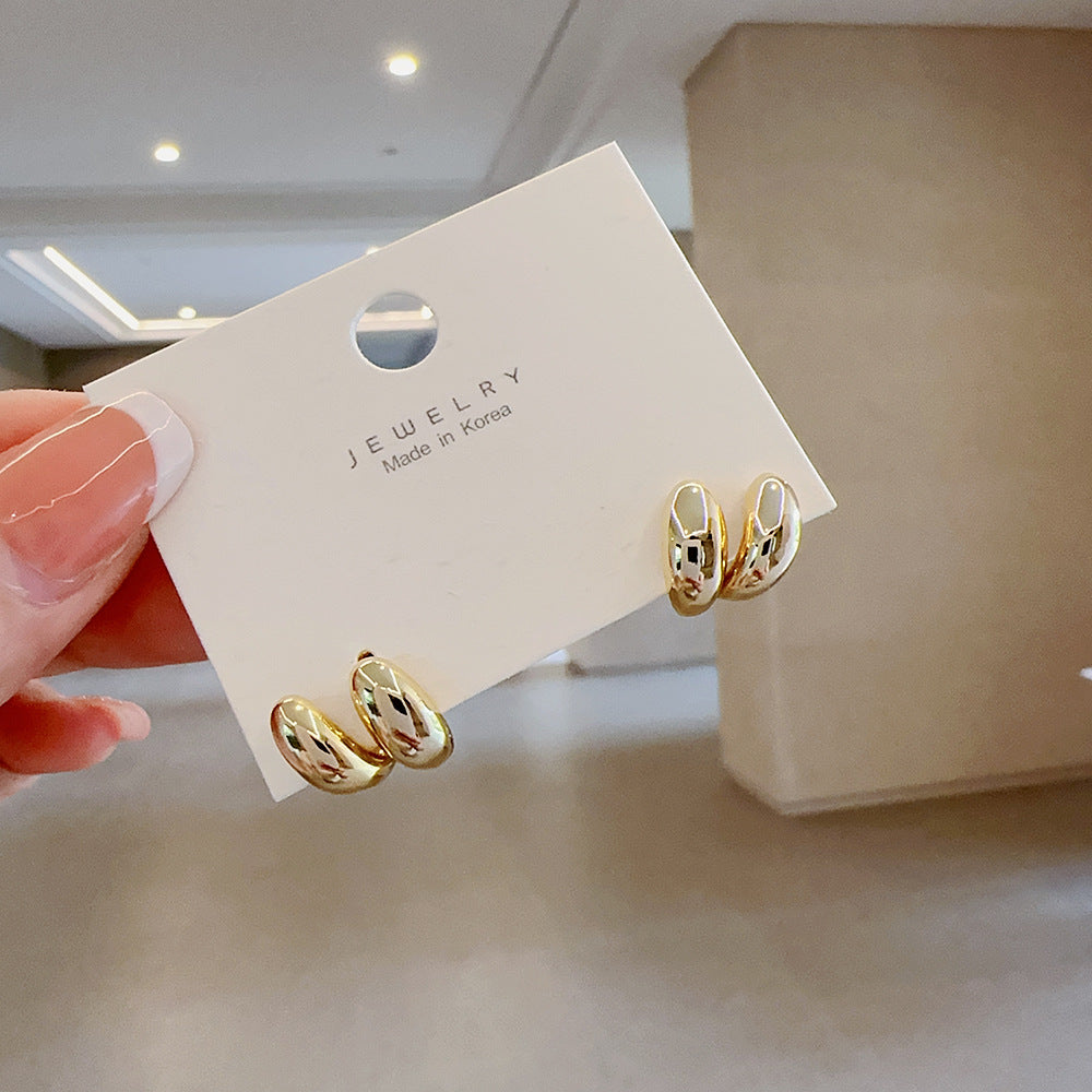 Needle Female Metallic Double Sides Ear Personalized Cold Earrings