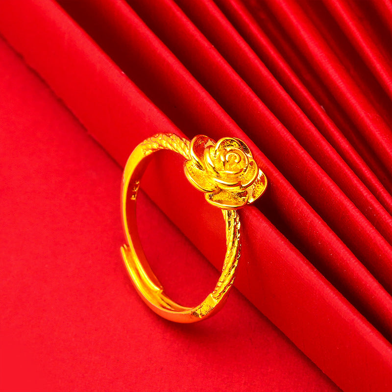 Flower 2 Vietnam Sand Gold Fashion Ring