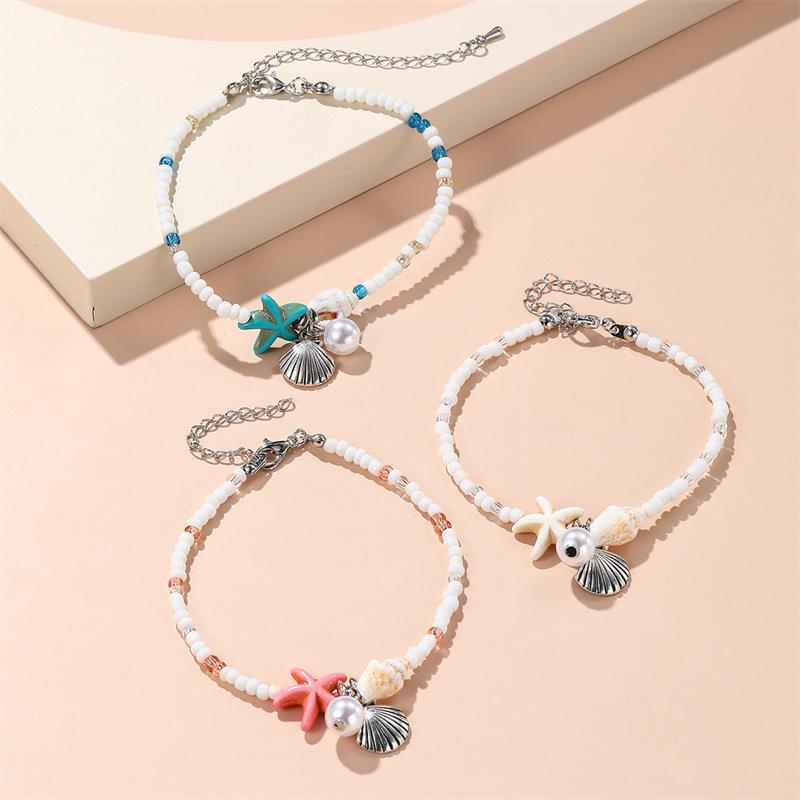 Bohemian Starfish Shell Conch Beads Summer Beach Vacation Bracelet