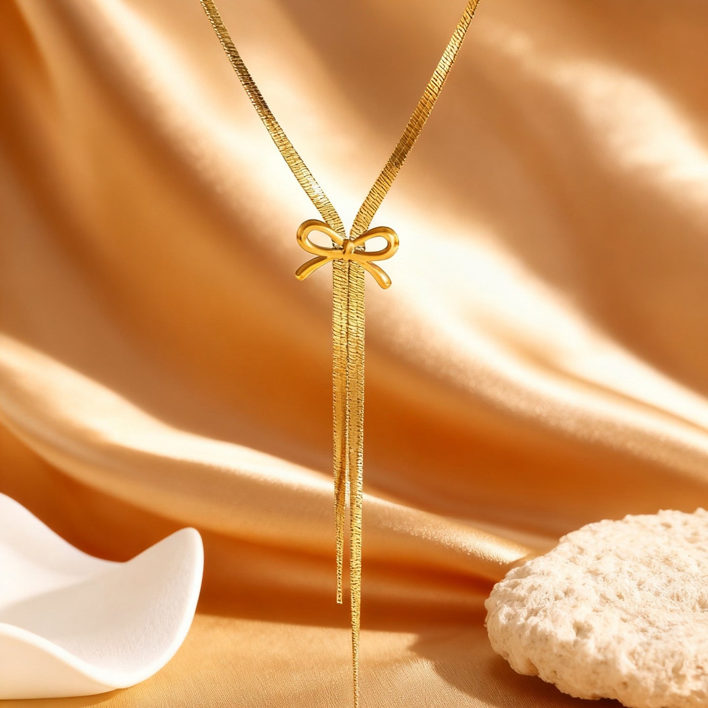 Attractive Bow Simple Stainless Steel Collarbone Jewelry Set