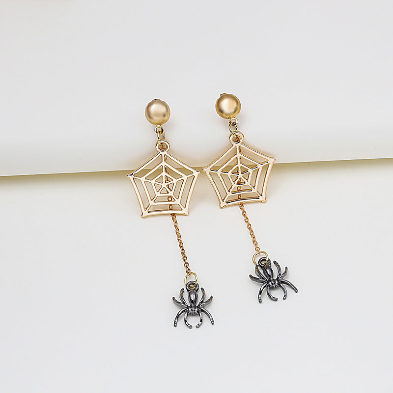 Personality Spider Web Halloween Gothic Dark Earrings