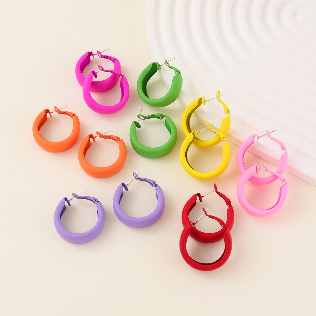 Color Circle Personality Shaped Trendy Cute Colorful Sweet Graceful Fashionable Stud Earrings
