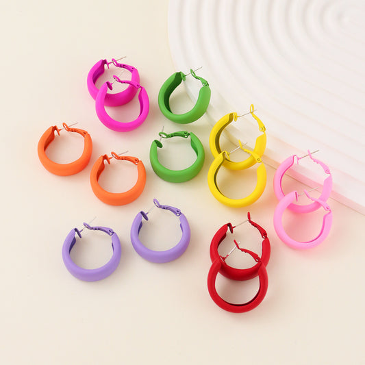 Color Circle Personality Shaped Trendy Cute Colorful Sweet Graceful Fashionable Stud Earrings
