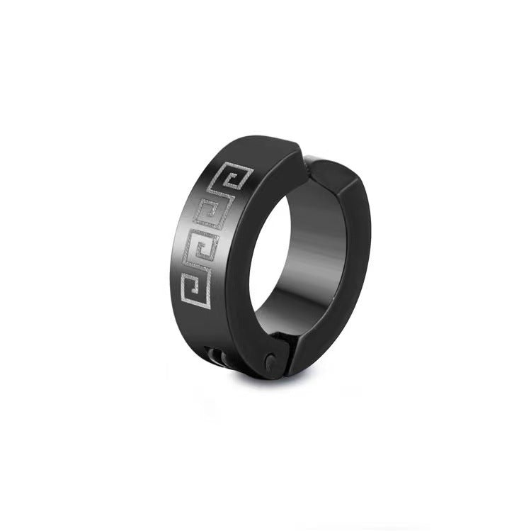 Men's Pierced Black Titanium Steel Cold Style Design Sense Niche Earrings