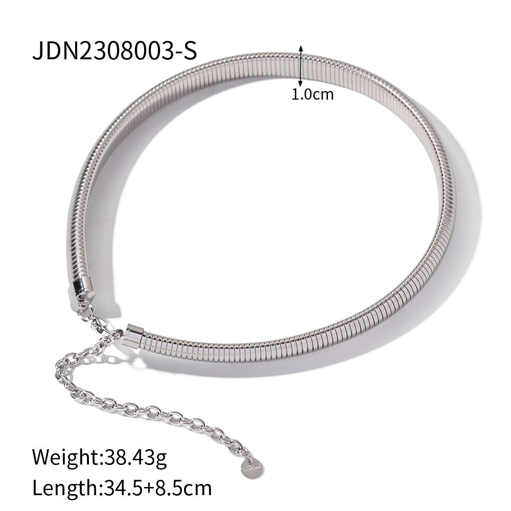 Steel Single-layer Elastic Snake Chain Collar Bracelets