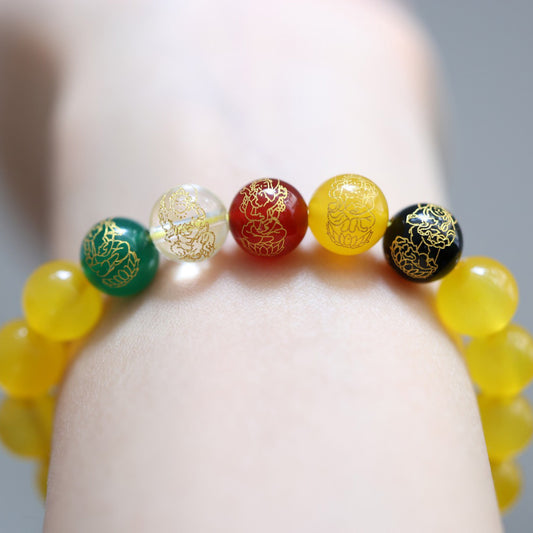 Women's & Men's & Rabbit Natural Agate Five Gods Of Wealth Female Crystal Bracelets