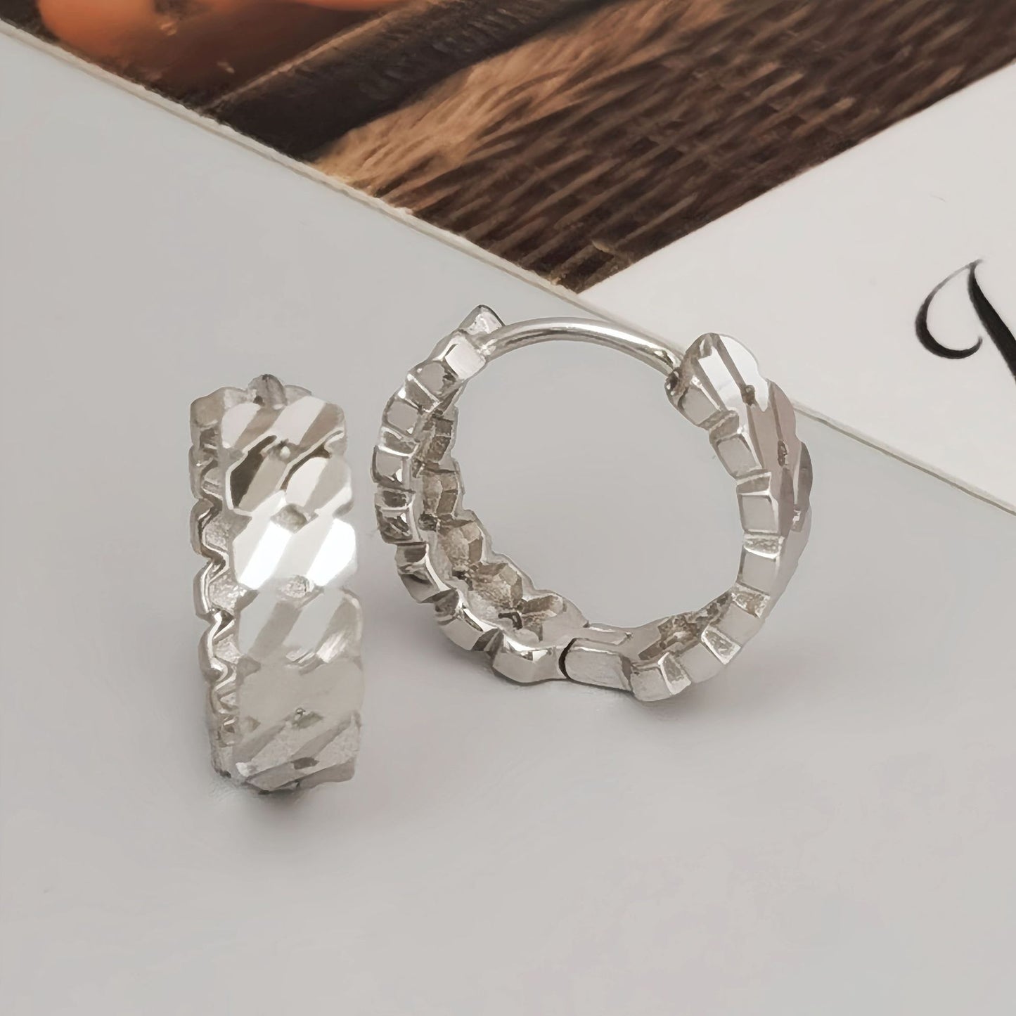 Sky Carven Design Clip Whole Body Sier Texture Rings