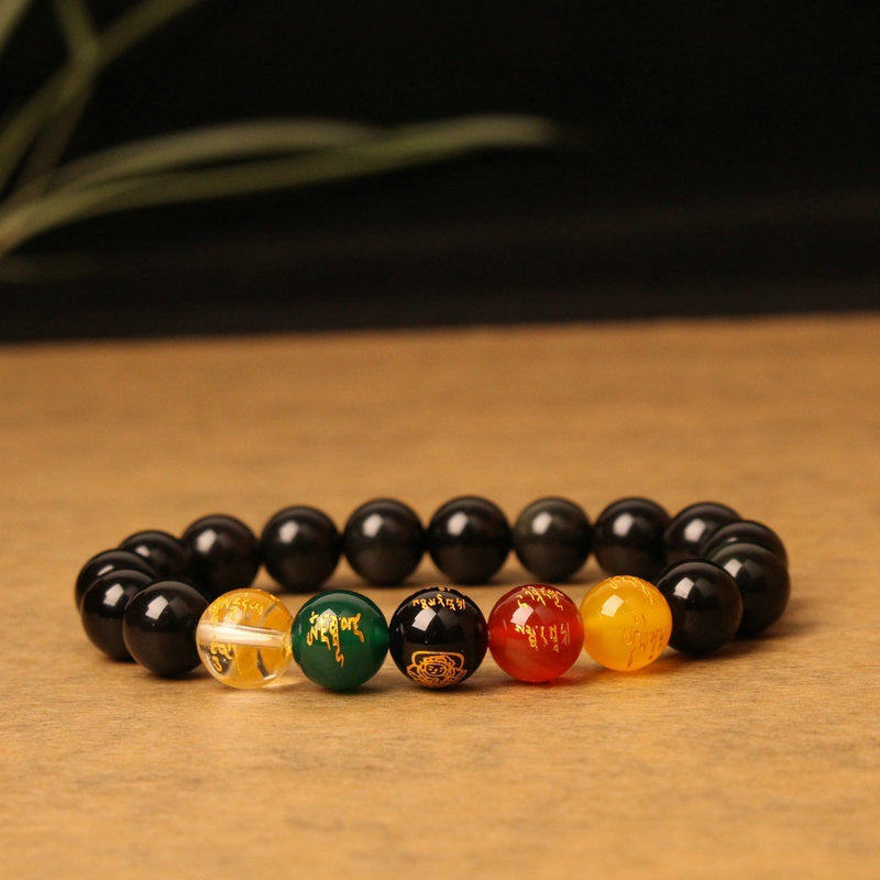 Women's & Men's & Rabbit Natural Agate Five Gods Of Wealth Female Crystal Bracelets