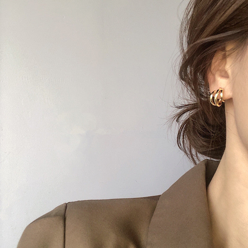 Women's Trendy Metal Version Cold Style Fashionable Temperament Sier Earrings