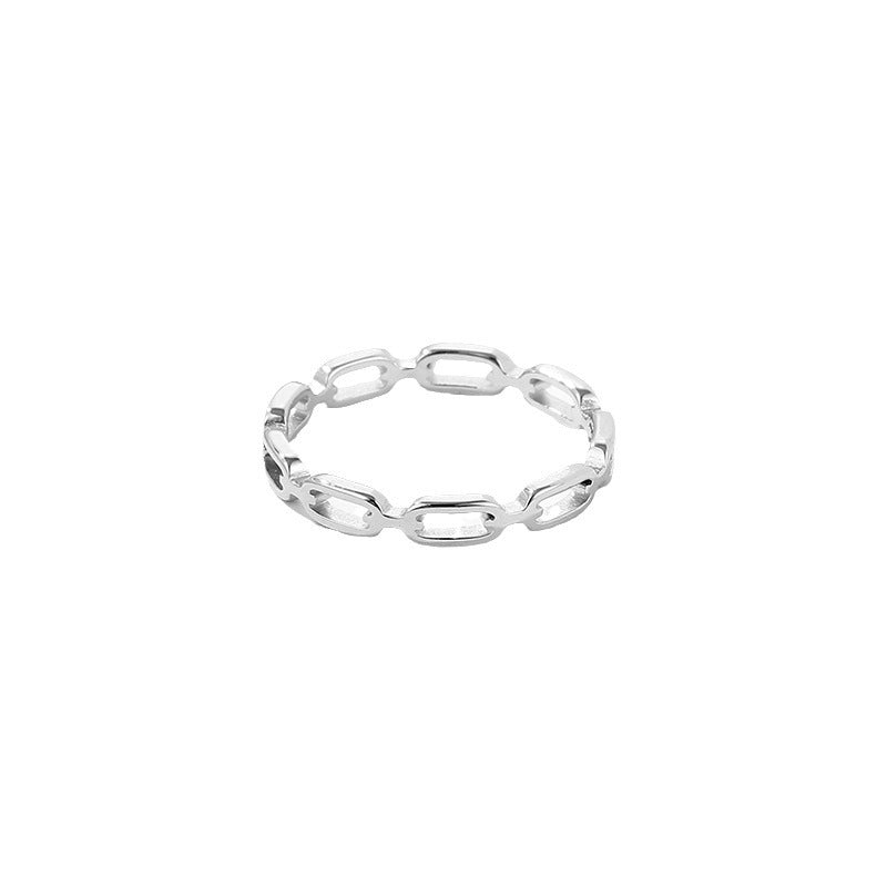 Small Chain Female Personality Rectangular Stainless Ring