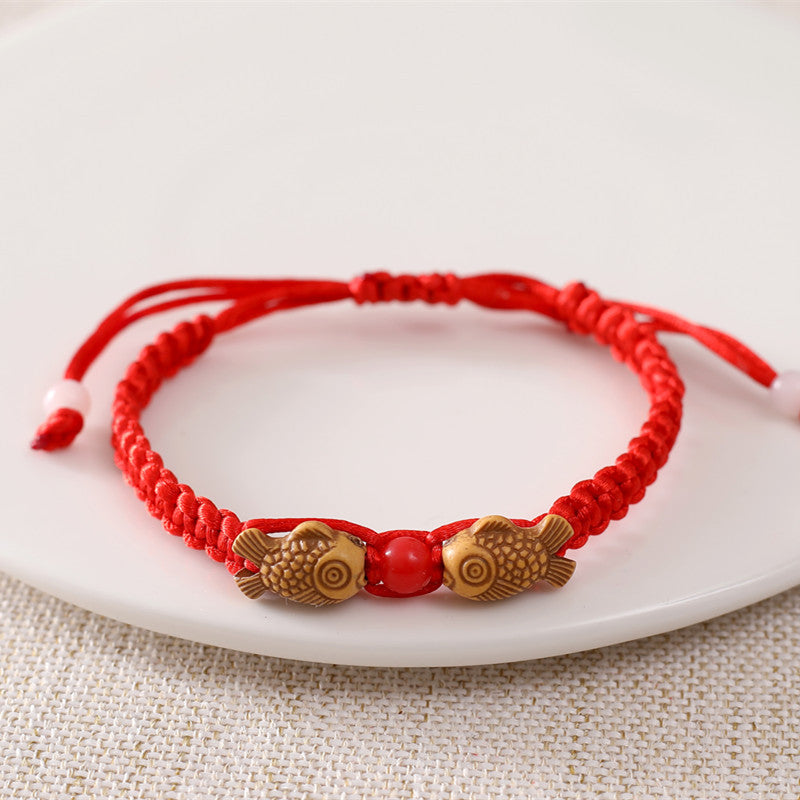 Red Rope Male Female Better Luck Flat Knot Small Bracelets
