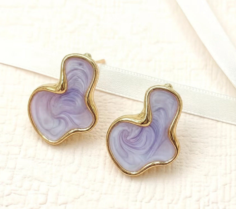 Geometric White Clouds Enamel Light Luxury High Sense Minority Simple Earrings