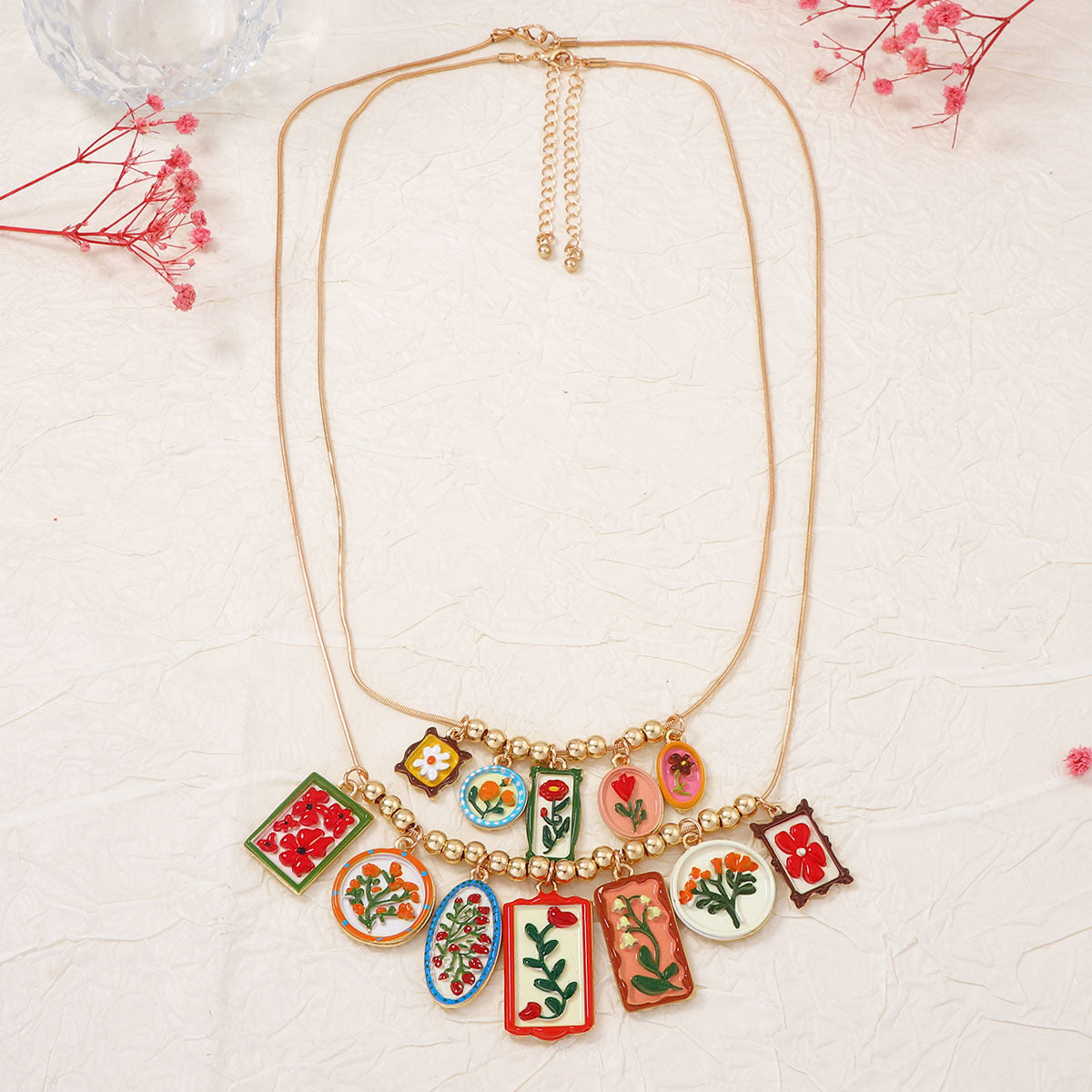 Minority Design Geometric Alloy Color Printed Necklace