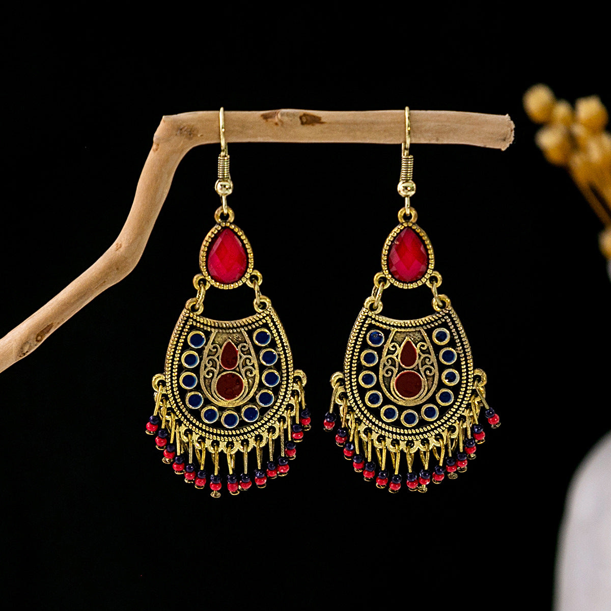 Tassel Turquoise Retro Minority Ethnic Style Earrings