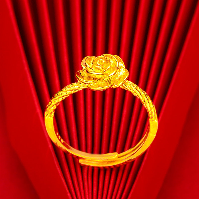 Flower 2 Vietnam Sand Gold Fashion Ring