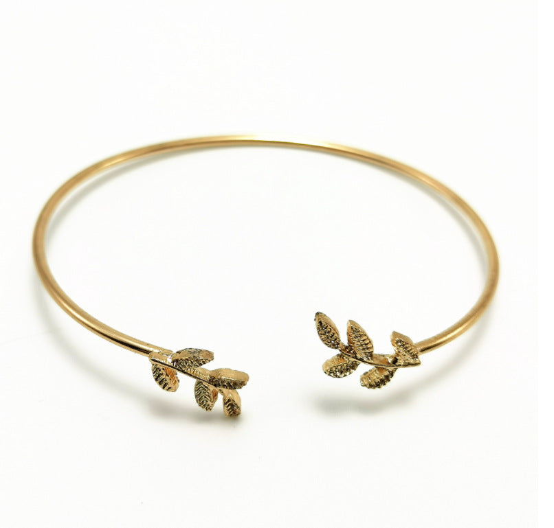 Simple Four-color Leaves Open Leaf Lot Bracelets