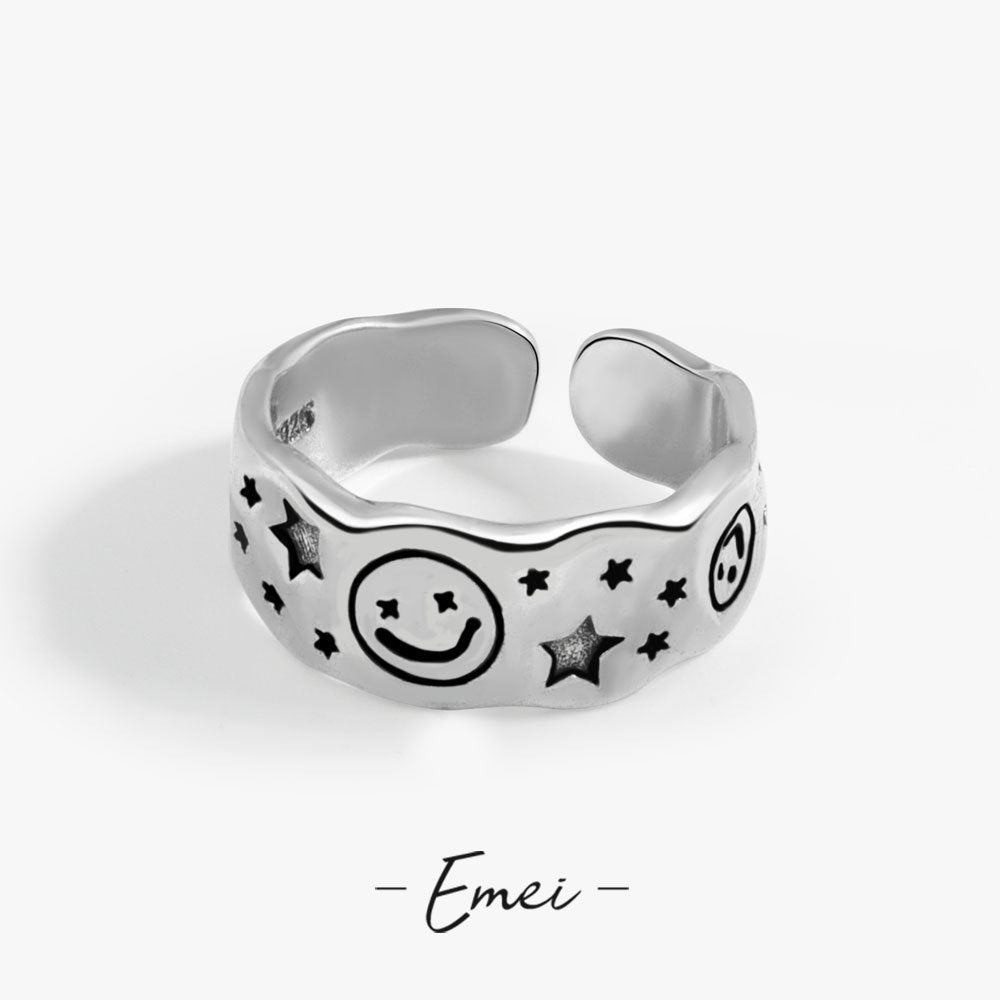 Trendy Unique Irregular Smiley Cold Style Rings