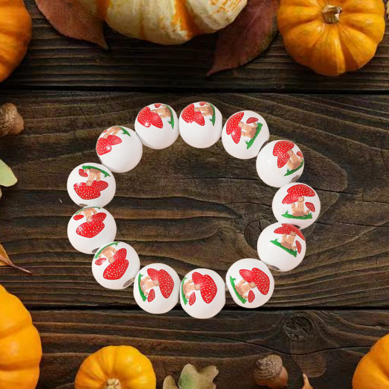 Bracelets imprimés de champignons et de feuilles d'érable pour femmes et hommes, automne Thanksgiving, mode créative, atmosphère