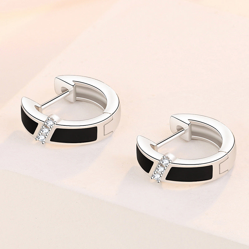 Trendy Niche French Diamond Black Female Rings